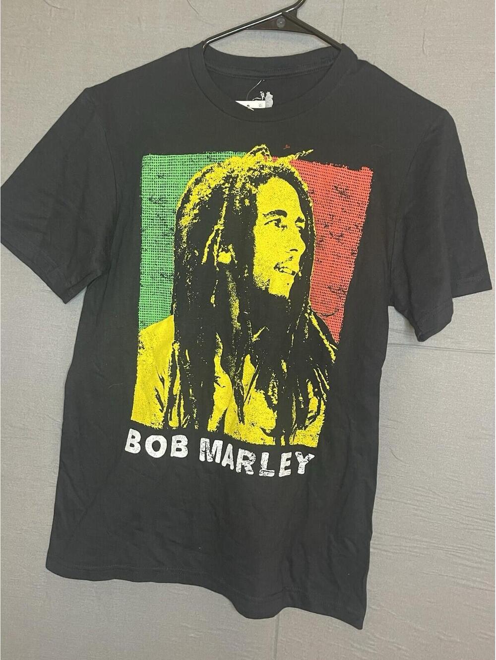 New Bob Marley T-Shirt Small NWT Black Reggae Rasta Graphic Tee One Love Music